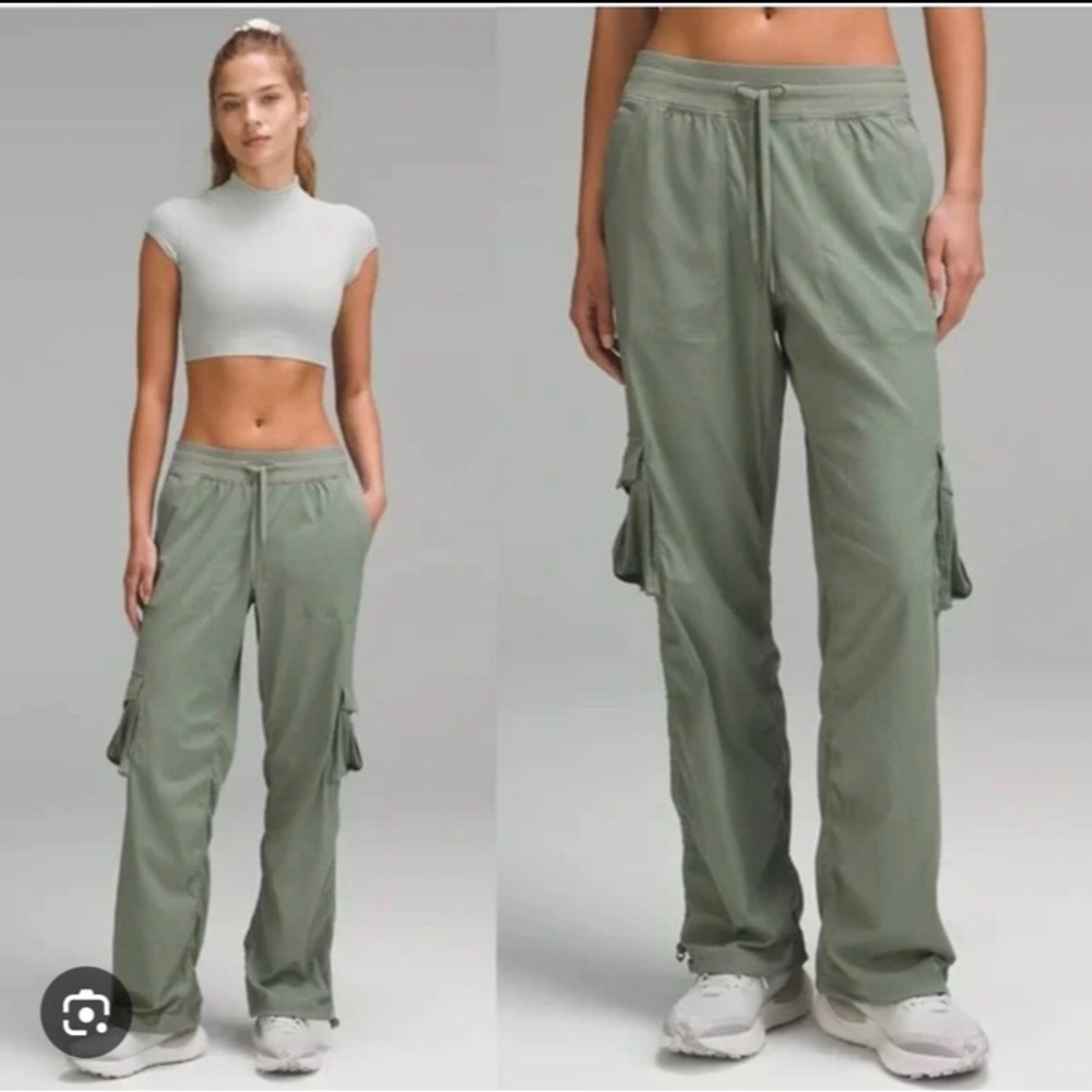 Lululemon NWOT Dance Studio Cargo Pants Joggers Grey Eucalyptus Small 4 6